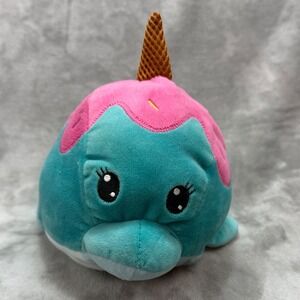 Narwhal Plush Ice Cream Cone‎ Stuffed Animal Teal Pink Toy Cute